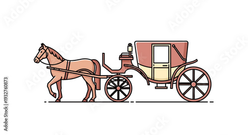 Horse drawn carriage, vintage transport, elegant vehicle, historical transportation, graphic design