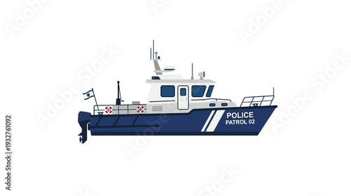 Police Patrol Boat Illustration