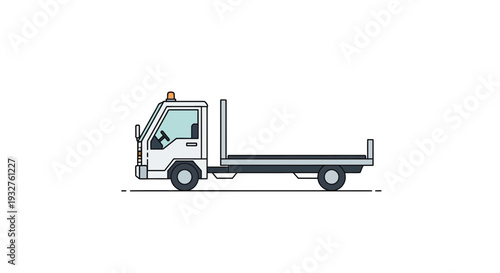 White flatbed truck illustration on a white background