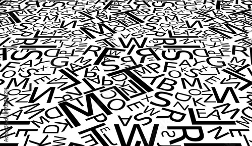 Background with letters scattered chaotic