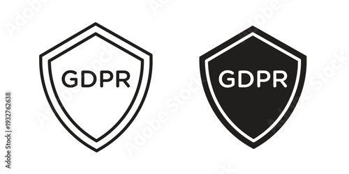 GDPR shield icon Symbol for App and Web UI Design Vectors