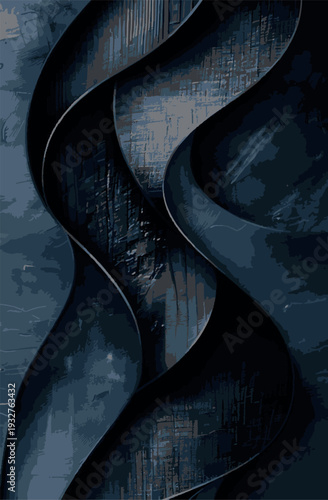 Abstract Blue Mixed Media Background - Fluid Marble Texture with Navy and Teal Paint Splashes