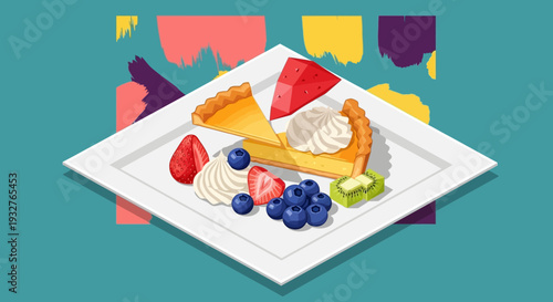 Colorful Crepes with Fresh Fruit and Cream.