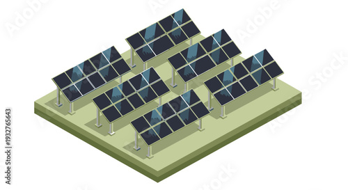 Solar Panel Array on Green Field Renewable Energy Source.