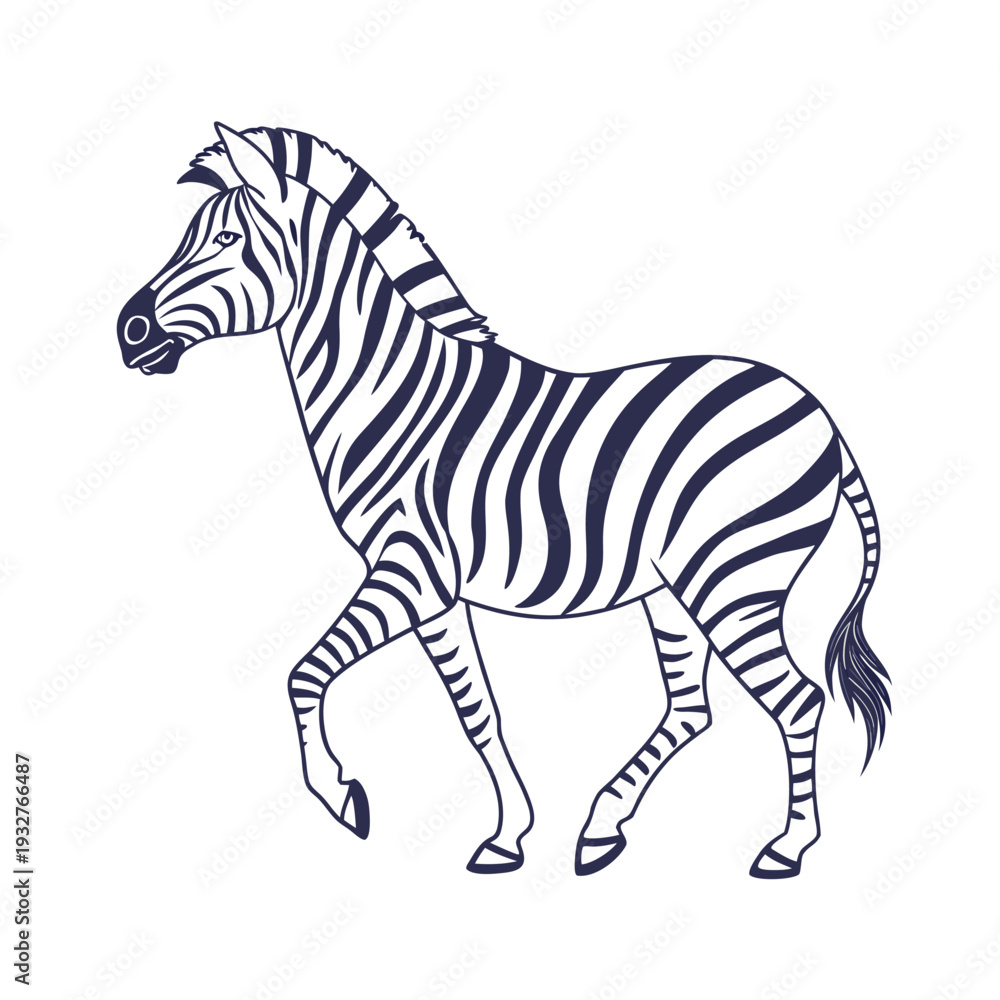 Fototapeta premium Vector zebra illustration in dark blue