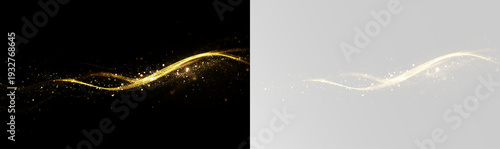 Εκτύπωση καμβά Golden swirl abstract glowing dynamic light trails luxury sparkle shine particle