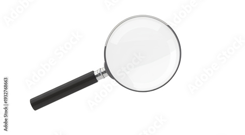 Magnifying glass with black handle enlarge isolated on a transparent background