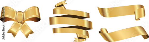 Gold ribbons in different styles and shapes