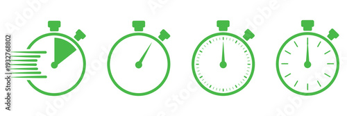 Fast time icon set, timer icon set, alarm clock symbol, watch countdown vector illustration, showing precise timing, speed