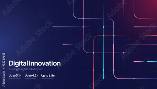 Digital innovation technology background with glowing network lines and futuristic corporate banner design. Decentralized network nodes connections