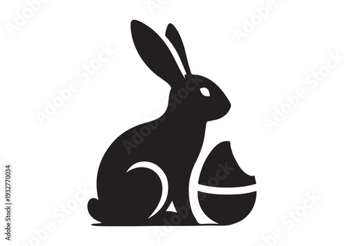 easter bunny egg logo silhouette vector, easter eggs silhouette vector illustration, easter bunny silhouette  egg logo, animals easter bunny with egg logo silhouette design on white background