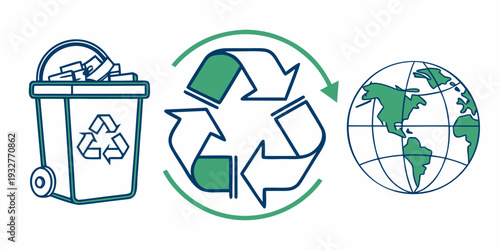 Recycling and sustainability symbols representing environmental awareness and conservation efforts