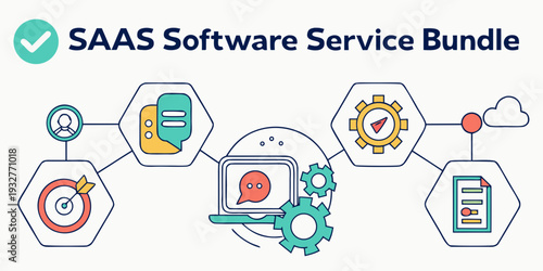 Illustrated representation of a saas software service bundle and its benefits