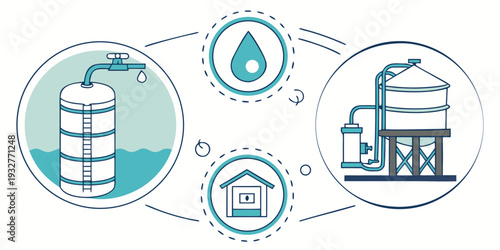 Illustration depicting various water sources and their conservation