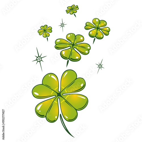 Kleeblatt Set St Patricks Day Glücksklee Vektor Illustration