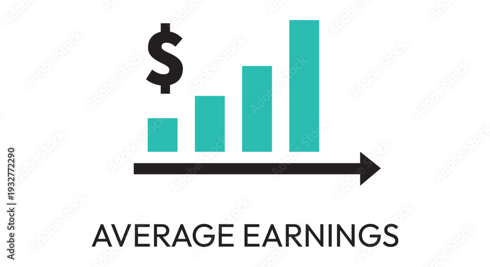 Fototapeta premium Business growth chart showing average earnings increase