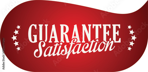 A red and white guarantee satisfaction logo