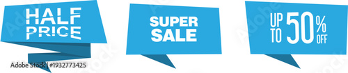 Sale banners with discount offers on a white background