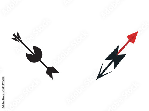 Arrows pointing in different directions on white background  vector graphics  symbols of movement and direction  abstract concept
