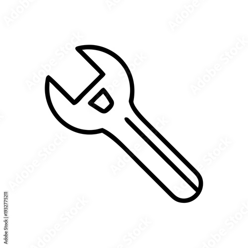 Line art wrench tool on transparent background  