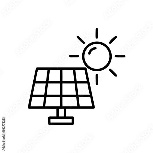 Solar panel with sun icon representing renewable energy  