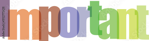 Important Word in Overlapping Colorful Text on White Background