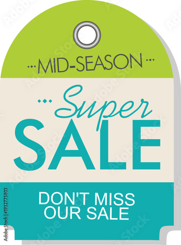 Mid-season super sale advertisement with discount offer
