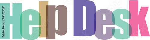 Colorful Overlapping Help Desk Text Isolated on White