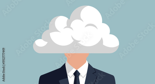 A man in a suit with a cloud for a head