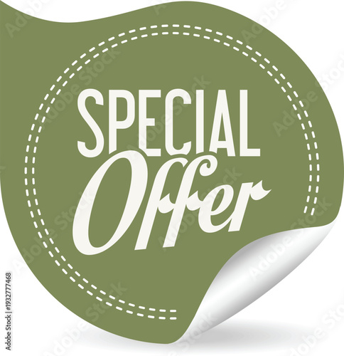 A green sticker with special offer written on it