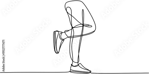 Woman stretching leg fitness exercise line art illustration