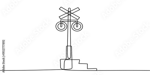 Railroad crossing signal line art illustration minimal outline