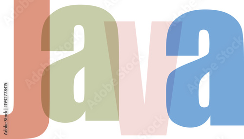 Transparent Overlapping "Java" Text in Muted Colors on White Background