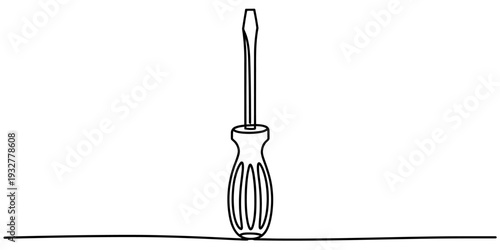 Screwdriver line art illustration isolated on white background