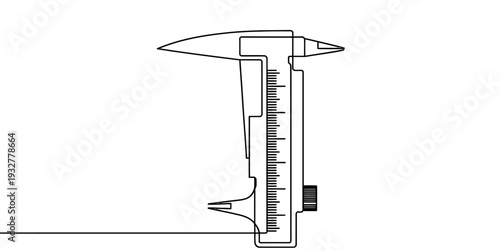 Vernier caliper line art illustration isolated on white background