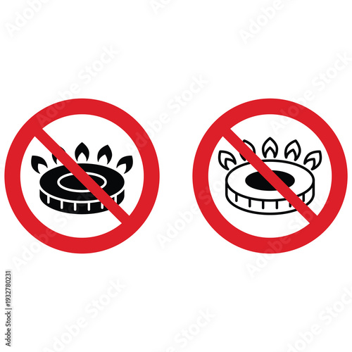 no gas burner prohibition sign vector icon