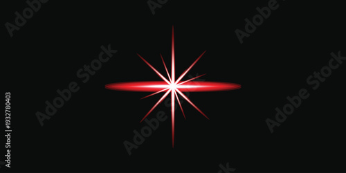 A radiant red starburst explodes against a stark black background. Vector