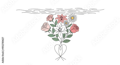 A beautiful bouquet of flowers in a heart shape