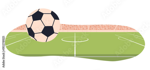 Soccer ball illustration, classic sports equipment used in football games athletic activity, field competition and recreational play isolated on white background flat vector illustration.
