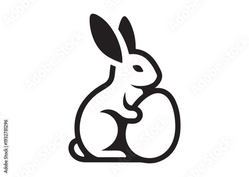 easter bunny egg logo silhouette vector, easter eggs silhouette vector illustration, easter bunny silhouette  egg logo, animals easter bunny with egg logo silhouette design on white background
