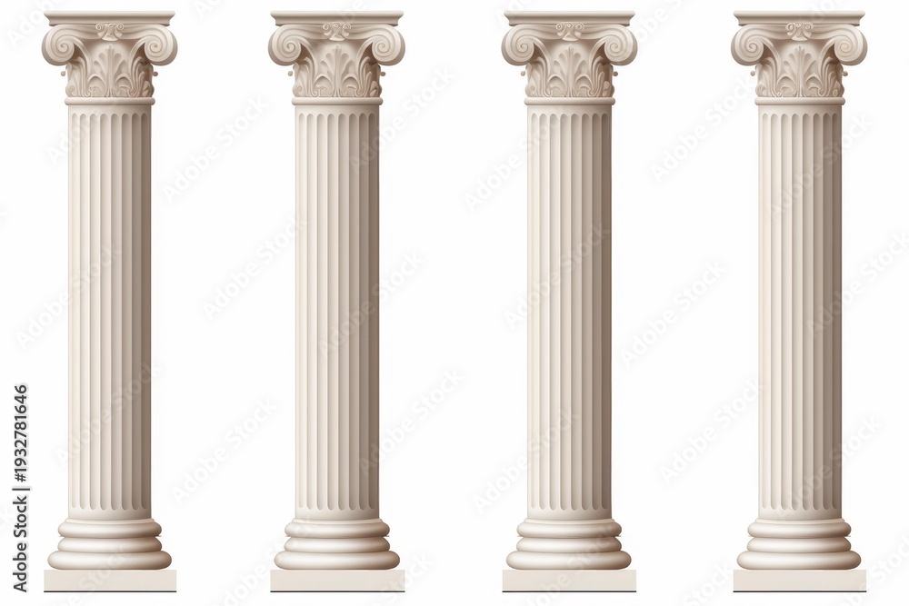 Fototapeta premium Four ancient architectural pillars showing classical design and details