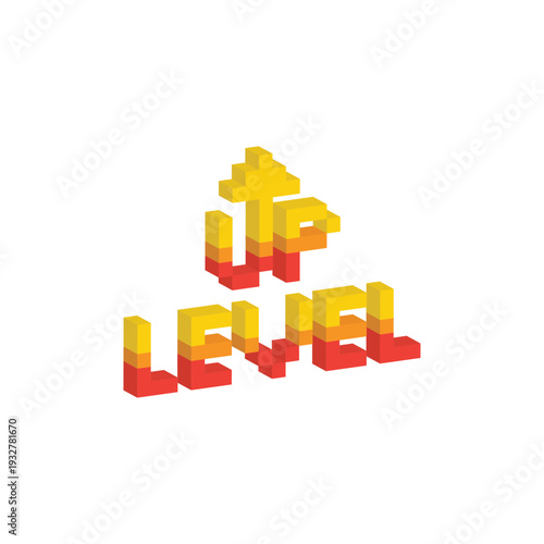 pixel art isometric up arrow level 8 bit vector icon for computer game, logo