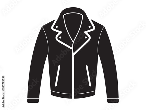 Black jacket with white outline and hood up  simple illustration of a coat with long sleeves and pockets
