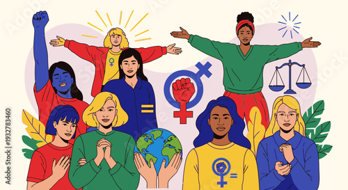 Diverse group of people celebrating equality and justice together outdoors