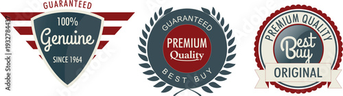 Three high quality product labels for premium goods