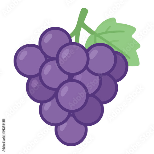 Purple Grapes Bunch Vector Icon