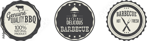 Three barbecue stickers on a white background