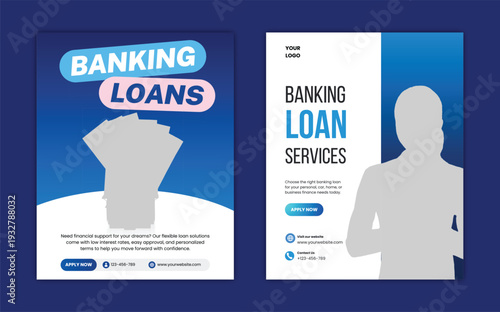 Modern Banking Loan Service Social Media Poster Template Financial Credit Promotion Design
