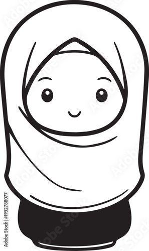 Wallpaper Mural Smiling Muslim girl in hijab black and white vector illustration Torontodigital.ca