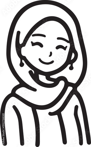 Wallpaper Mural Smiling Muslim girl in hijab black and white vector illustration Torontodigital.ca